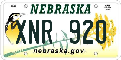 NE license plate XNR920