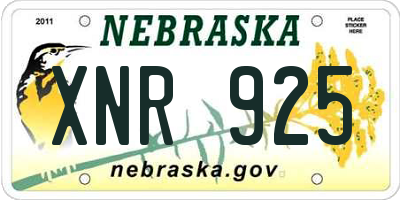 NE license plate XNR925