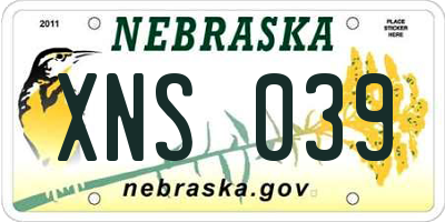 NE license plate XNS039