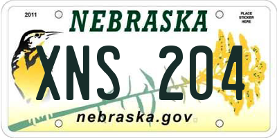 NE license plate XNS204