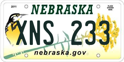NE license plate XNS233