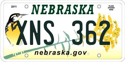 NE license plate XNS362