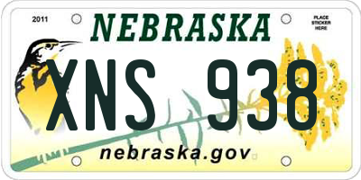 NE license plate XNS938