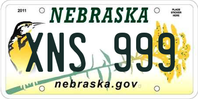 NE license plate XNS999