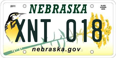 NE license plate XNT018