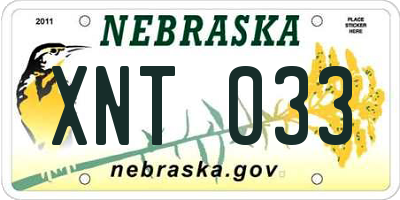NE license plate XNT033