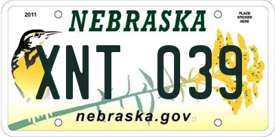 NE license plate XNT039