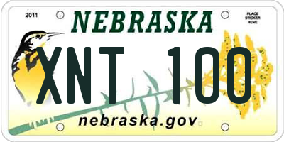 NE license plate XNT100