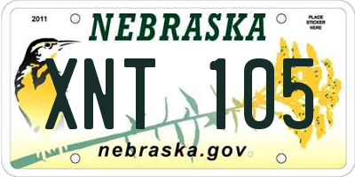 NE license plate XNT105