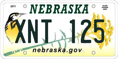 NE license plate XNT125