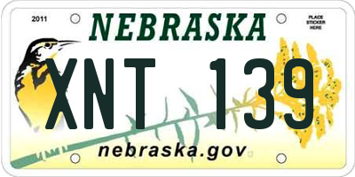 NE license plate XNT139