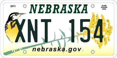NE license plate XNT154