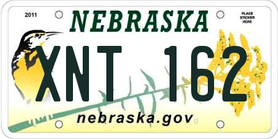 NE license plate XNT162
