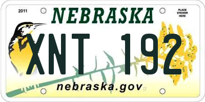 NE license plate XNT192