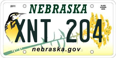 NE license plate XNT204
