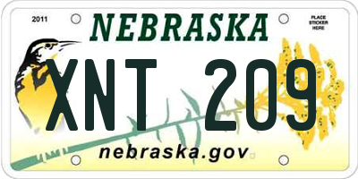 NE license plate XNT209