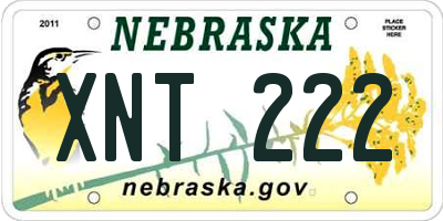 NE license plate XNT222