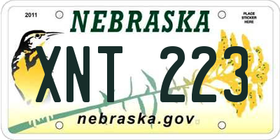 NE license plate XNT223