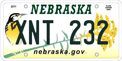 NE license plate XNT232
