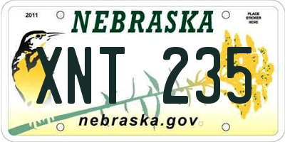 NE license plate XNT235
