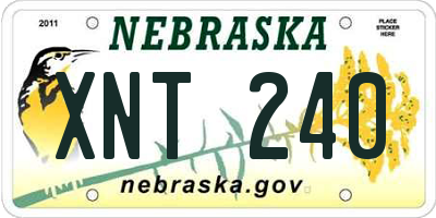 NE license plate XNT240