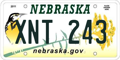 NE license plate XNT243