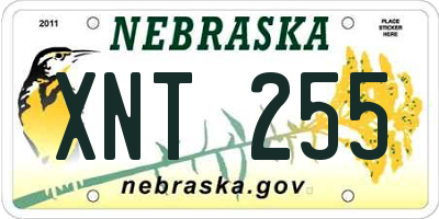 NE license plate XNT255