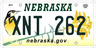 NE license plate XNT262