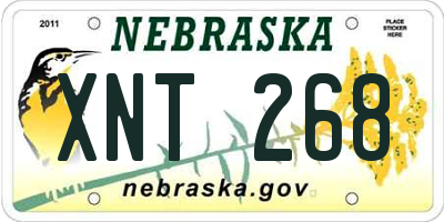 NE license plate XNT268
