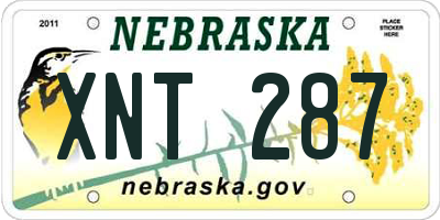 NE license plate XNT287