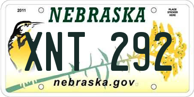 NE license plate XNT292