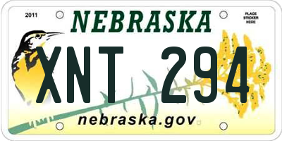 NE license plate XNT294