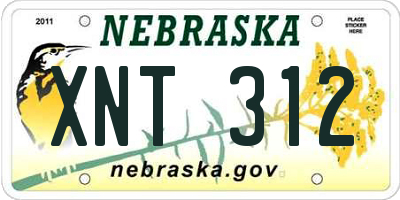 NE license plate XNT312