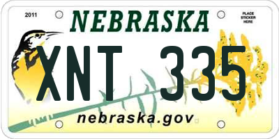 NE license plate XNT335