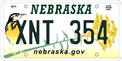NE license plate XNT354