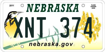 NE license plate XNT374