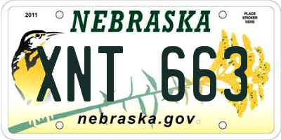 NE license plate XNT663