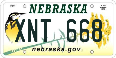 NE license plate XNT668