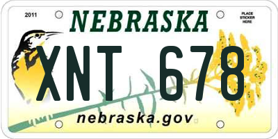 NE license plate XNT678