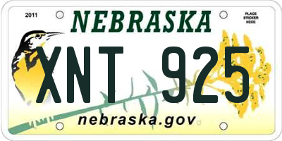 NE license plate XNT925