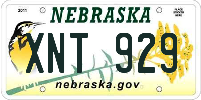 NE license plate XNT929