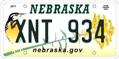 NE license plate XNT934