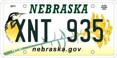 NE license plate XNT935