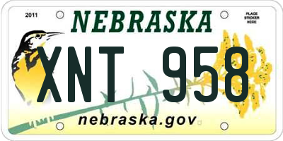 NE license plate XNT958