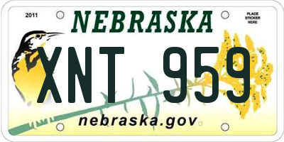 NE license plate XNT959