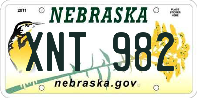 NE license plate XNT982