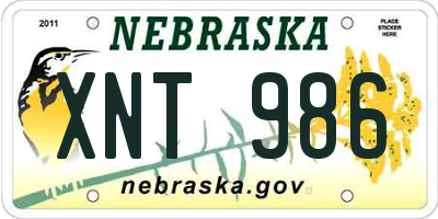 NE license plate XNT986