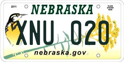NE license plate XNU020