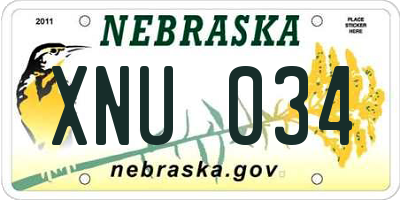 NE license plate XNU034