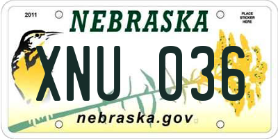 NE license plate XNU036